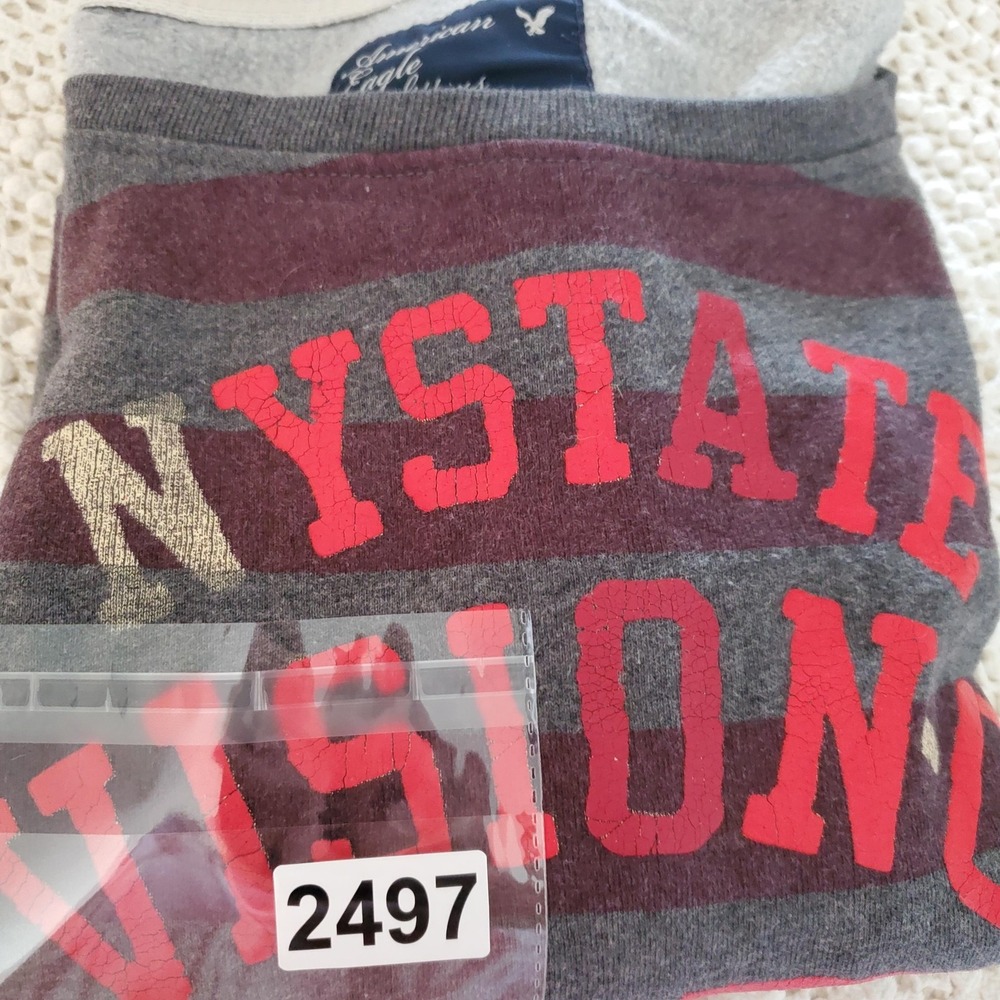 VTG American Eagle SweatShirt Womens Large Striped Pullover AE‎ NYSTATE Division - Picture 8 of 8